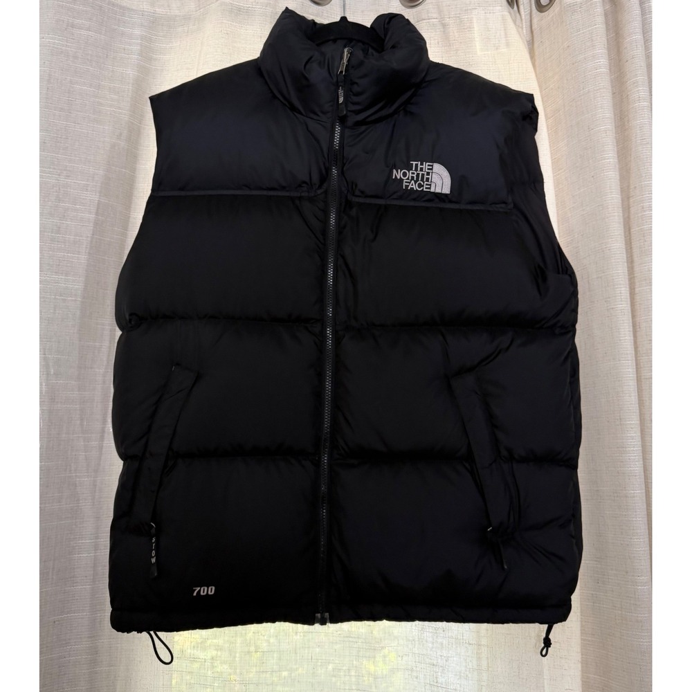 Vintage North Face Nuptse 700 Down Puffer Vest Packable Hood Men's Large Black